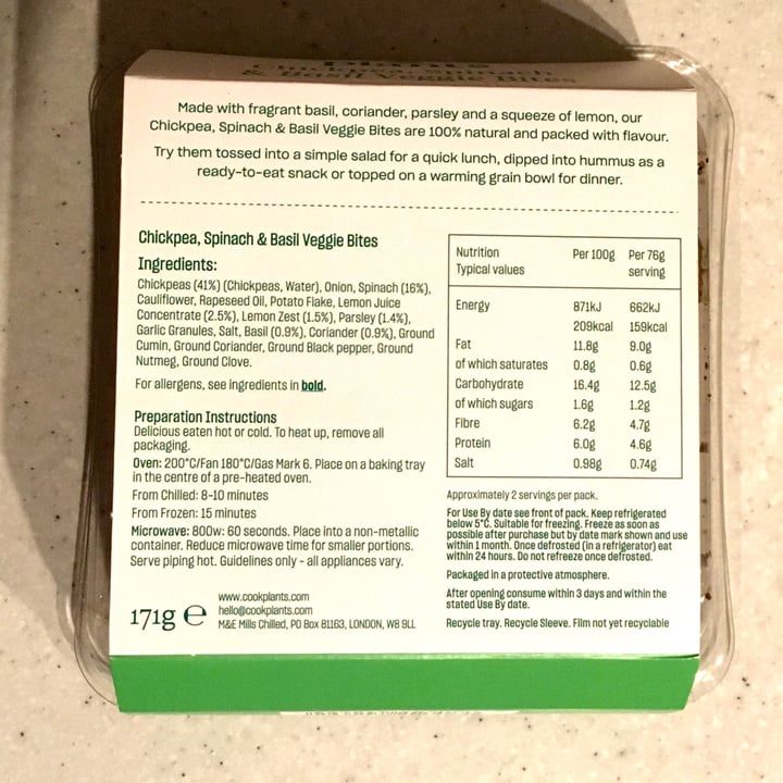 photo of Plants Chickpea, Spinach and Basil Veggie Bites shared by @salsedine on  06 Apr 2025 - review