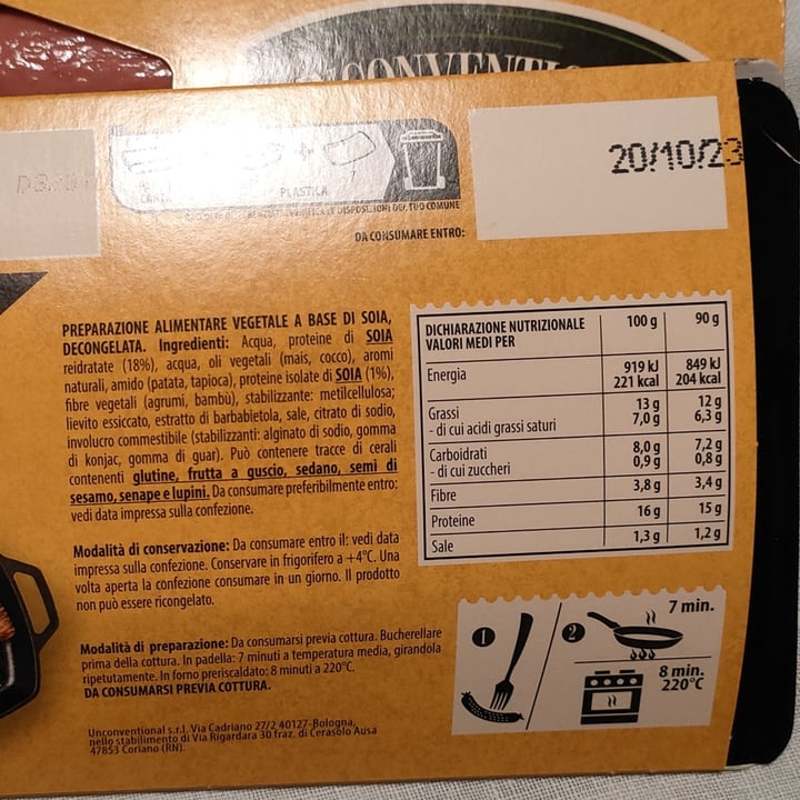 photo of Unconventional Salsicce Vegetali - Sausages shared by @lauralettini on  30 Sep 2023 - review