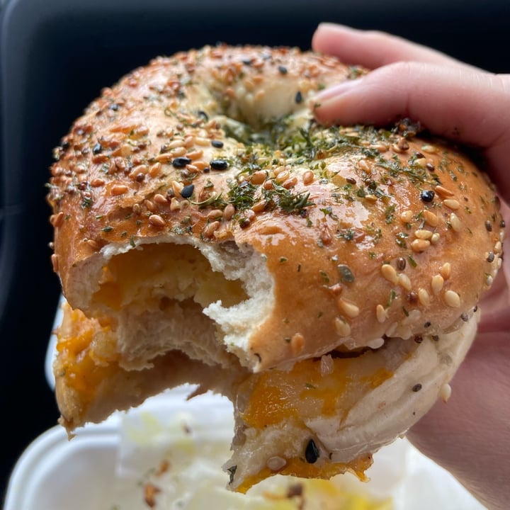photo of Black Leaf Vegan Cafe chicken and cheese bagel sandwich shared by @vfct on  09 May 2024 - review