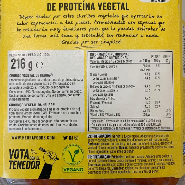 photo of Heura Chorizo Original shared by @miriam27 on  02 Oct 2024 - review