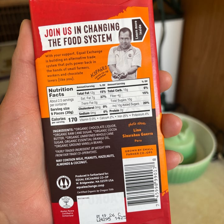 photo of Equal Exchange Organic Dark Chocolate Infused Orange shared by @thehungrybunny01 on  08 Apr 2025 - review