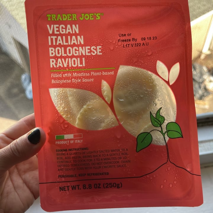 photo of Trader Joe's Vegan Italian Bolognese Ravioli shared by @ravenmychelle on  04 Sep 2023 - review