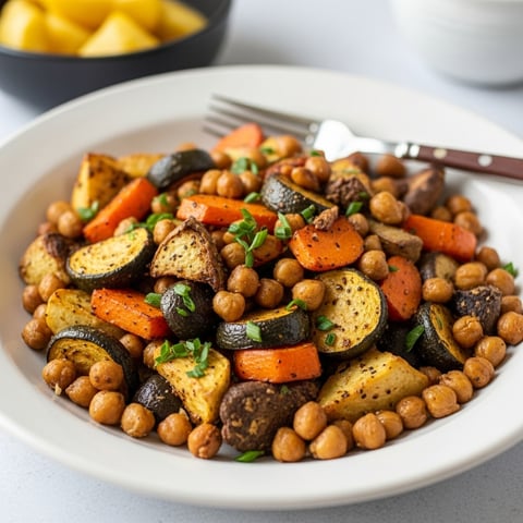 Easy One-Pan Roasted Root Vegetables & Herbed Chickpeas: A Healthy, Budget-Friendly Vegan Meal