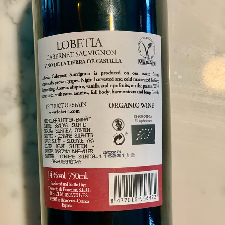 photo of Lobetia Cabernet Sauvignon shared by @veganvanman on  23 Apr 2024 - review