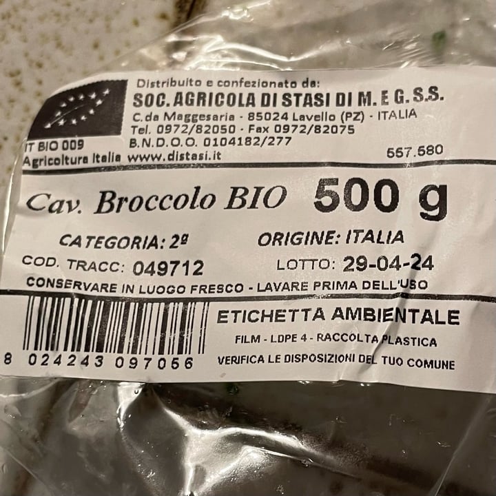 photo of Soc. Agricola di Stasi Di M. E G. S. S. Cavolo Broccolo Bio shared by @antonellaboschi on  01 May 2024 - review