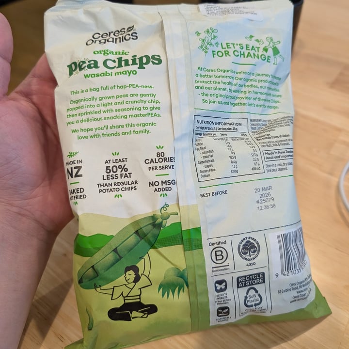photo of Ceresorganics Organic Pea Chips Wasabi Mayo shared by @stevenneoh on  08 Oct 2025 - review