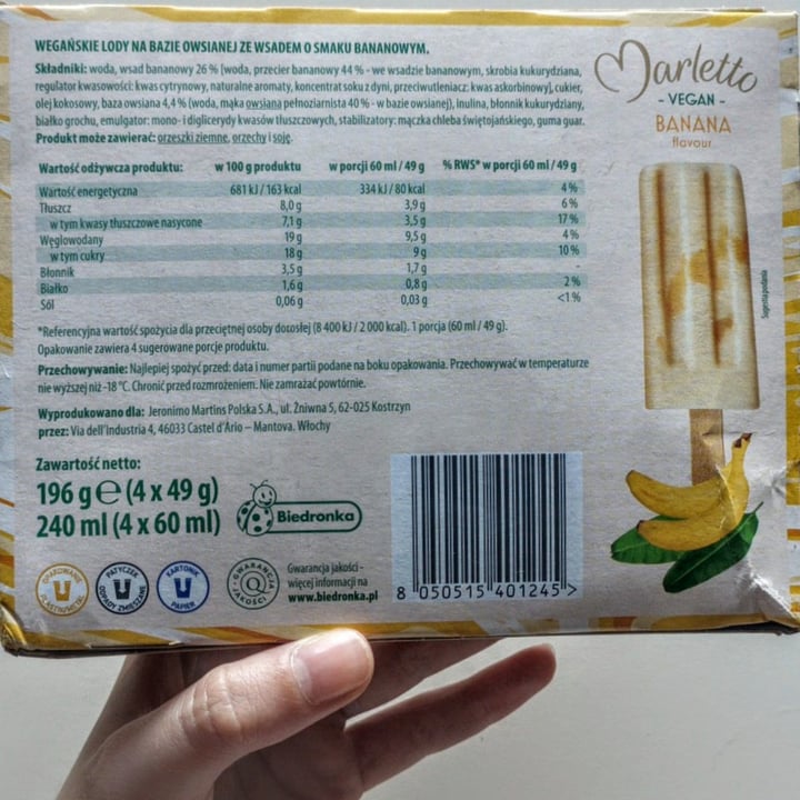 photo of Marletto - VEGAN - BANANA flavour shared by @lookja on  21 Sep 2023 - review