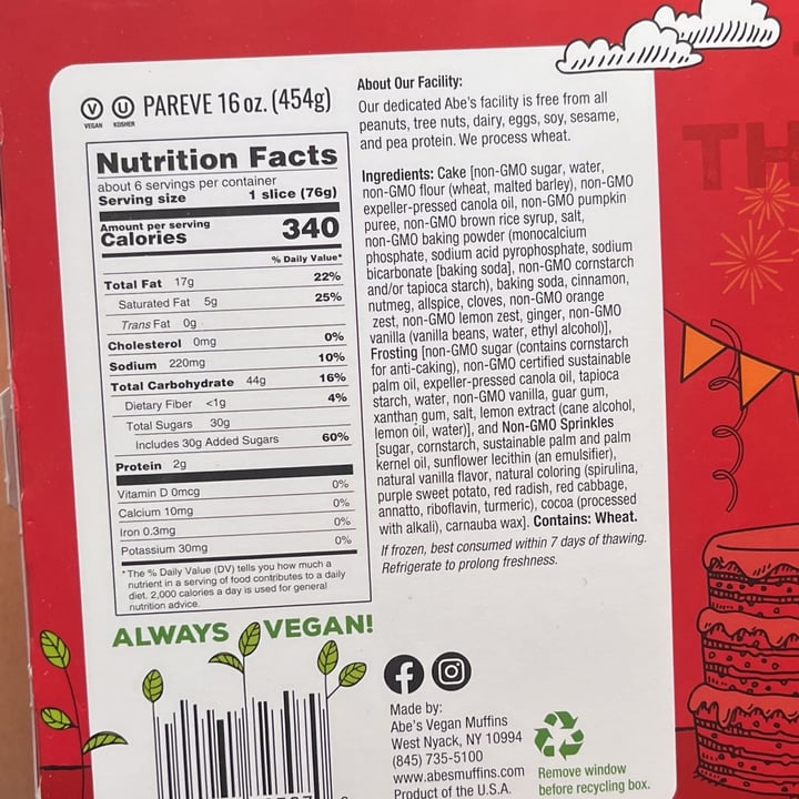 photo of Abe's Vegan Muffins iced pumpkin cake shared by @oshmorethstorm on  08 Sep 2025 - review