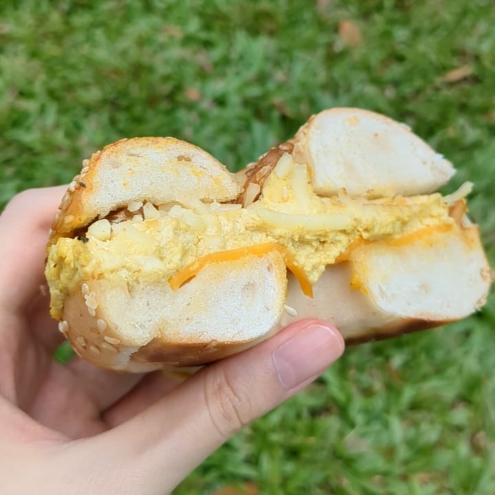 photo of ahimsa cafe Vegan Egg Bacon And Cheese Bagel shared by @xinru-t on  30 Oct 2023 - review