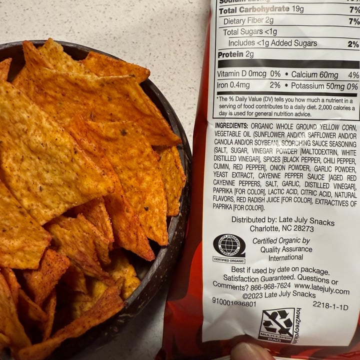photo of Late July Snacks Scorchin' Sauce tortilla chips shared by @berryveganplanet on  17 Nov 2024 - review