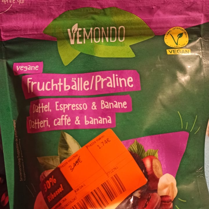 photo of Vemondo vegane fruchtbälle/Praline Dattel Espresso Banane shared by @giudymorale on  13 Feb 2024 - review