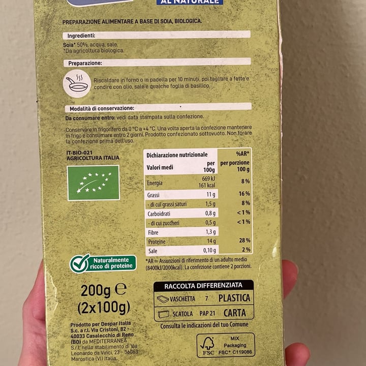 photo of Despar Veggie tofu bio shared by @greenavocado on  09 Jul 2025 - review