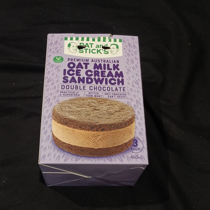 photo of The Pat and Stick Homemade Co. Oat Milk Double Chocolate ice cream sandwich shared by @tardisco on  26 Apr 2024 - review
