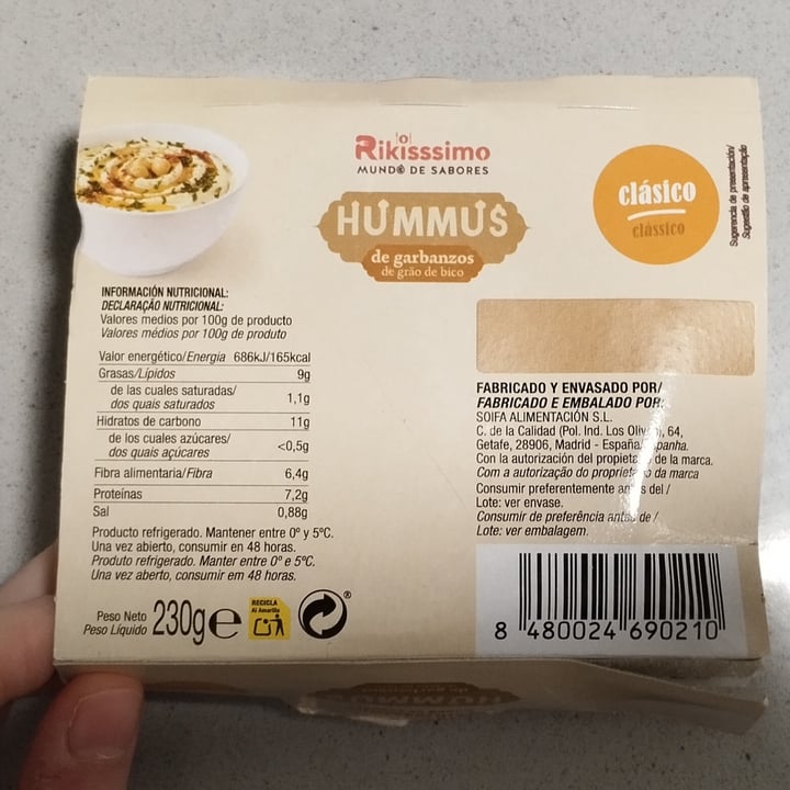 photo of Rikissimo Hummus clasico shared by @josuune on  22 Oct 2024 - review