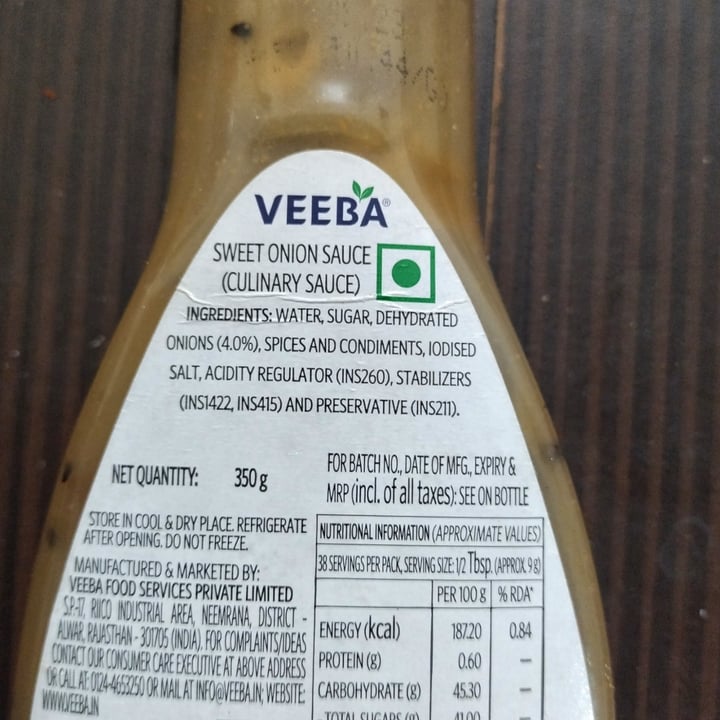 photo of Veeba Sweet Onion Sauce shared by @vegananimallove on  10 Mar 2024 - review