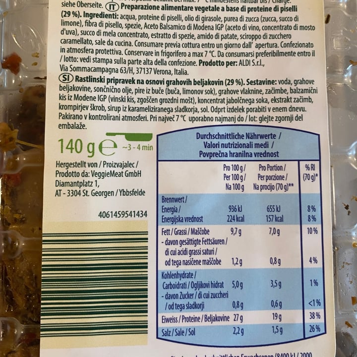 photo of Just Veg! (ALDI Italy) Döner Streifen shared by @inescedeno20 on  16 Sep 2023 - review