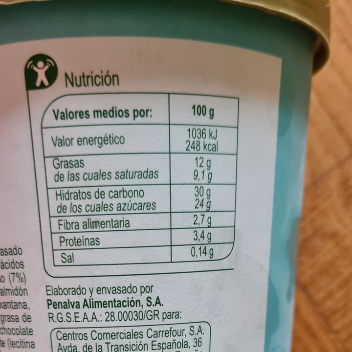 photo of Carrefour Sensation Tarrina vegetal con trocitos de brownie shared by @oierland on  14 Jul 2025 - review