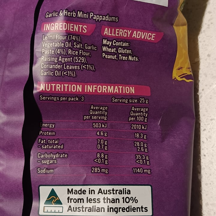photo of Patak's Mini Pappadums Garlic & Herb shared by @tardisco on  10 Oct 2025 - review
