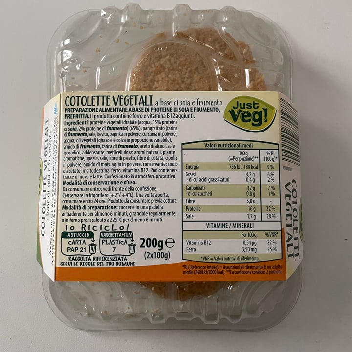 photo of Just Veg! (ALDI Italy) Cotolette shared by @marghecassius on  11 Sep 2025 - review