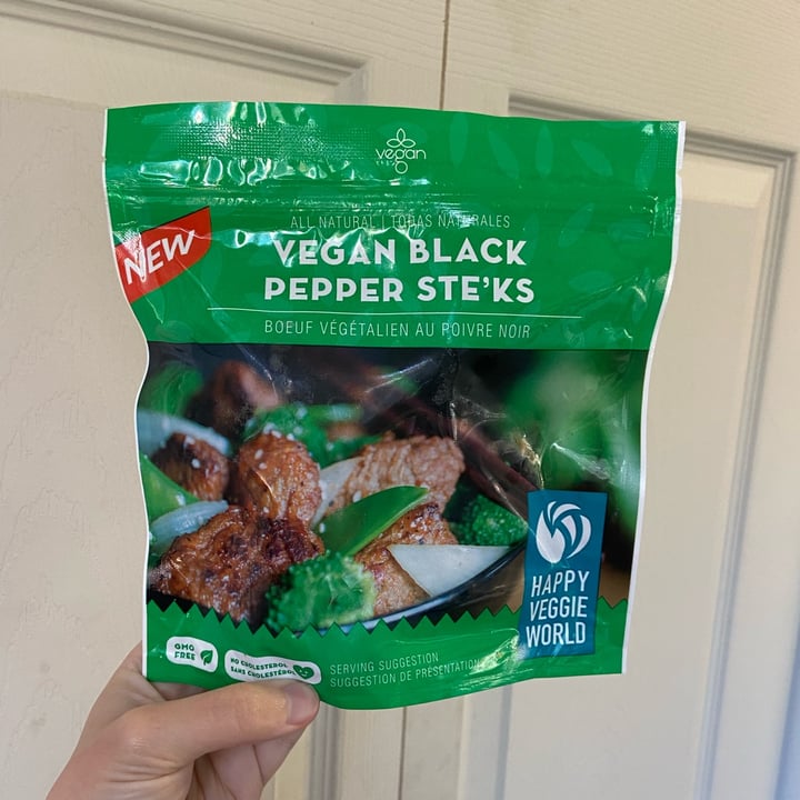 photo of Happy Veggie World Vegan Black Pepper Ste'ks shared by @veggie-meg on  05 Apr 2024 - review