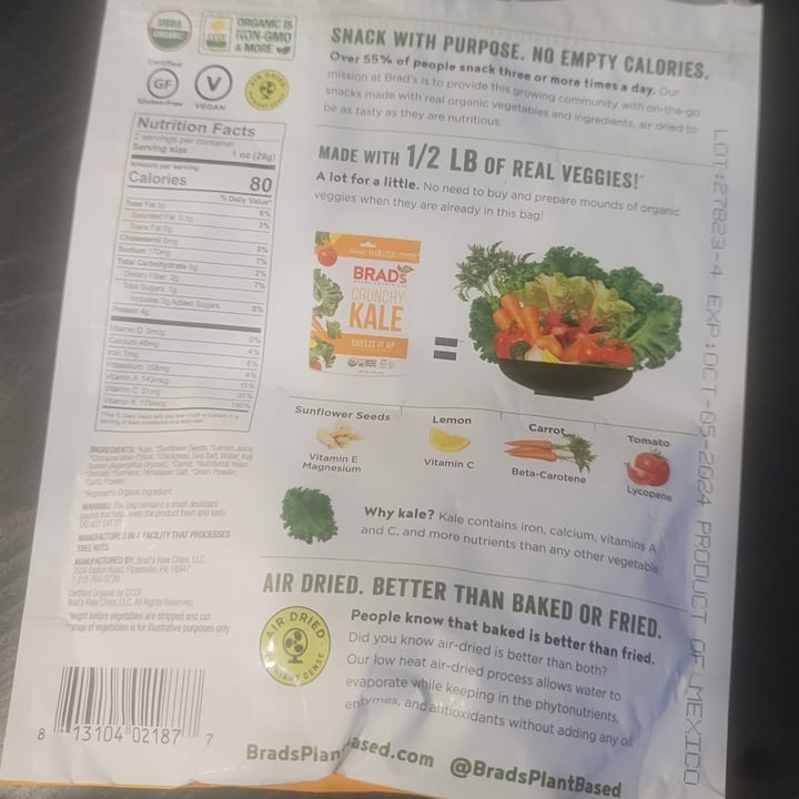 photo of Brad’s Plant Based Crunchy Kale: Cheeze It Up shared by @pink417 on  24 Dec 2023 - review