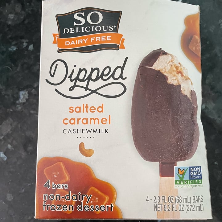 photo of So Delicious Dairy Free Dipped Salted Caramel Cashewmilk Ice Cream Bars shared by @sarahthebrat on  21 Nov 2024 - review