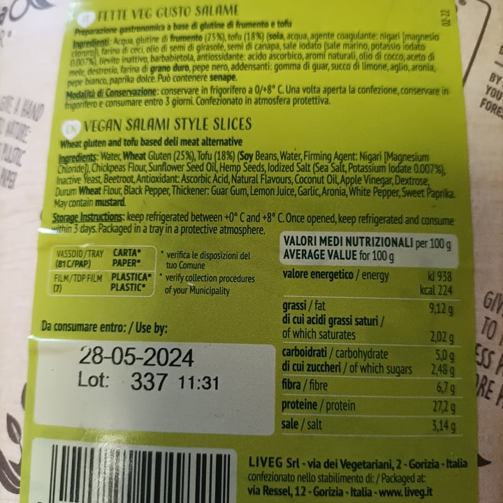 photo of Liveg Fette veg gusto salame shared by @frama on  07 Jun 2024 - review
