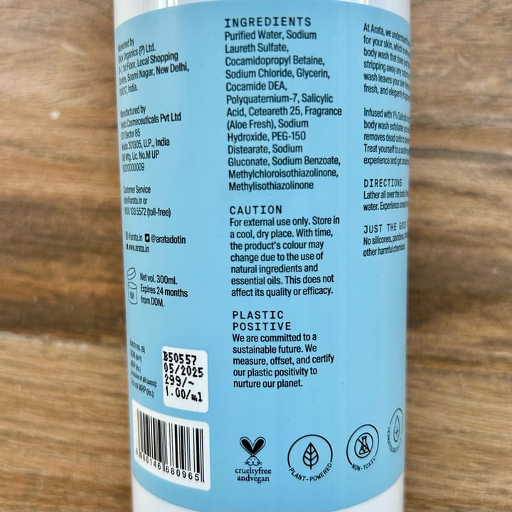 photo of Arata 1% Salicylic Acid Daily Body Wash shared by @veganniran on  08 Oct 2025 - review