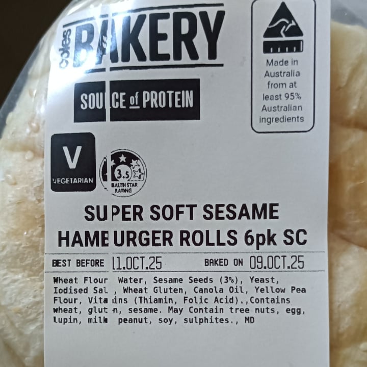 photo of Coles Bakery Super Soft Sesame Hamburger Rolls shared by @tardisco on  10 Oct 2025 - review