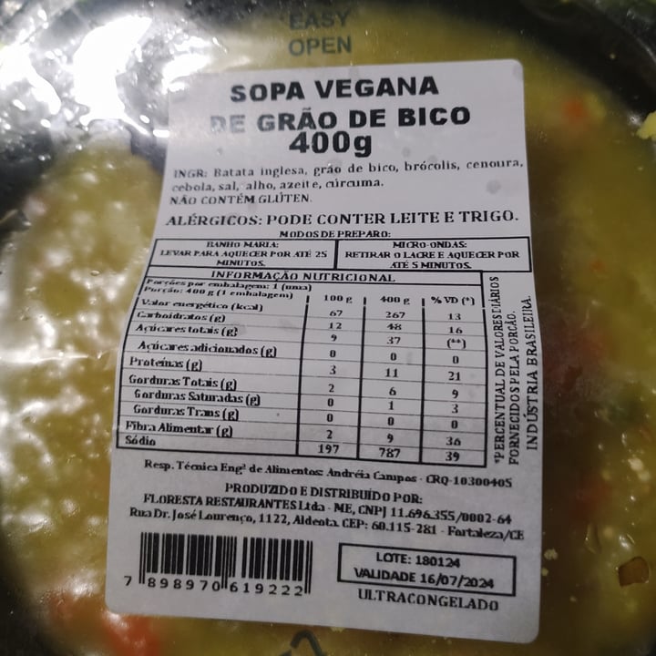 photo of Floresta Foods Sopa de Grão de Bico shared by @funlion24 on  16 Oct 2024 - review