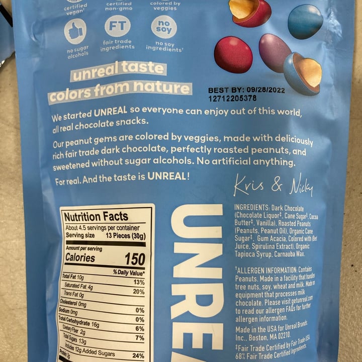photo of UNREAL Dark Chocolate covered peanuts shared by @lion1518 on  16 Jul 2025 - review