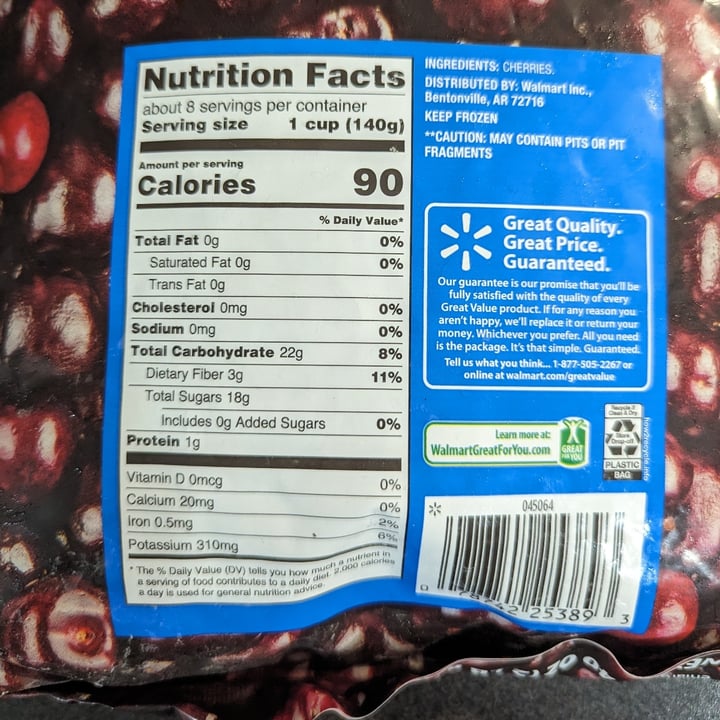 photo of Great Value  Dark Sweet Cherries Frozen shared by @tina360 on  29 Apr 2024 - review