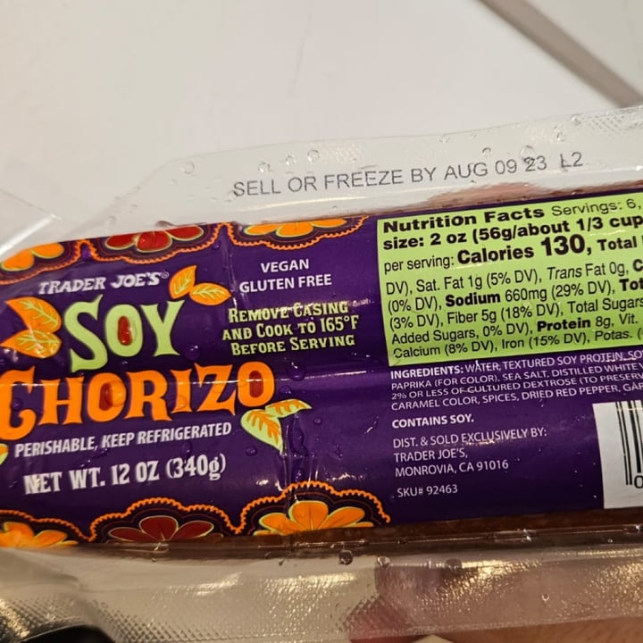 photo of Trader Joe's Soy Chorizo shared by @gaby-miss-x on  30 Aug 2023 - review