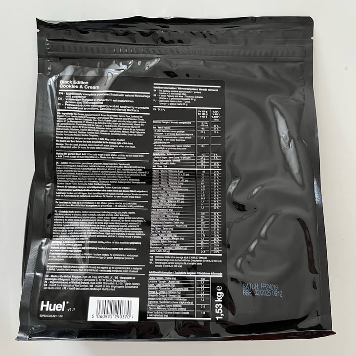 photo of Huel black Edition Cookies & Cream shared by @pattini on  13 May 2024 - review