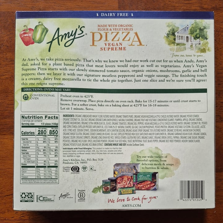 photo of Amy’s Amy’s Vegan Supreme Pizza shared by @carmarie on  20 Aug 2025 - review