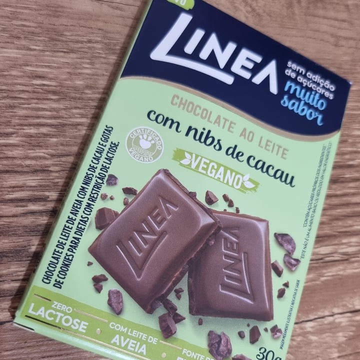 photo of Linea Chocolate ao leite com nibs de cacau vegano shared by @chrissantos on  13 Jul 2024 - review