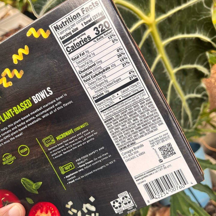 photo of Gardein ultimate plant based bowls meatball marinara shared by @bandita on  21 Sep 2025 - review