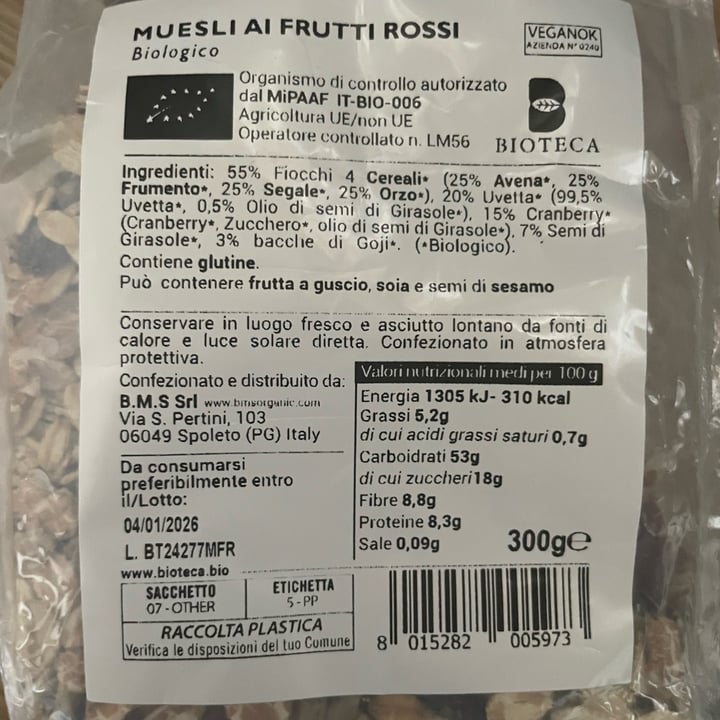 photo of Bioteca muesli ai frutti rossi shared by @pomeziajones on  13 May 2025 - review