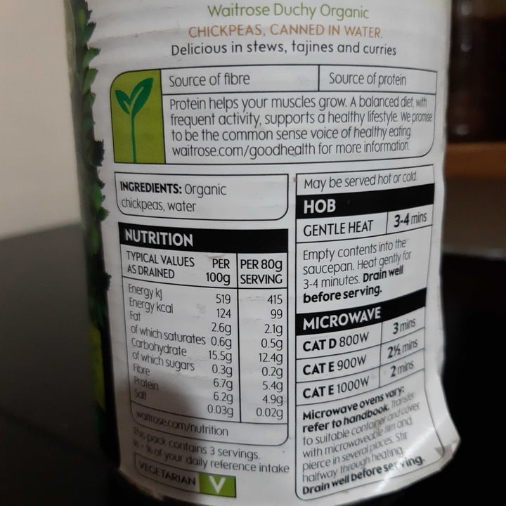 photo of Waitrose Duchy Organic Chickpeas In Water shared by @welovenature on  08 Feb 2024 - review