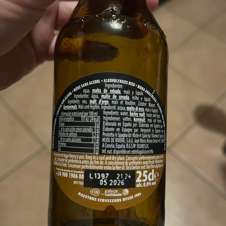 photo of Estrella galicia 0,0 shared by @lucyvegan83 on  28 Jul 2025 - review