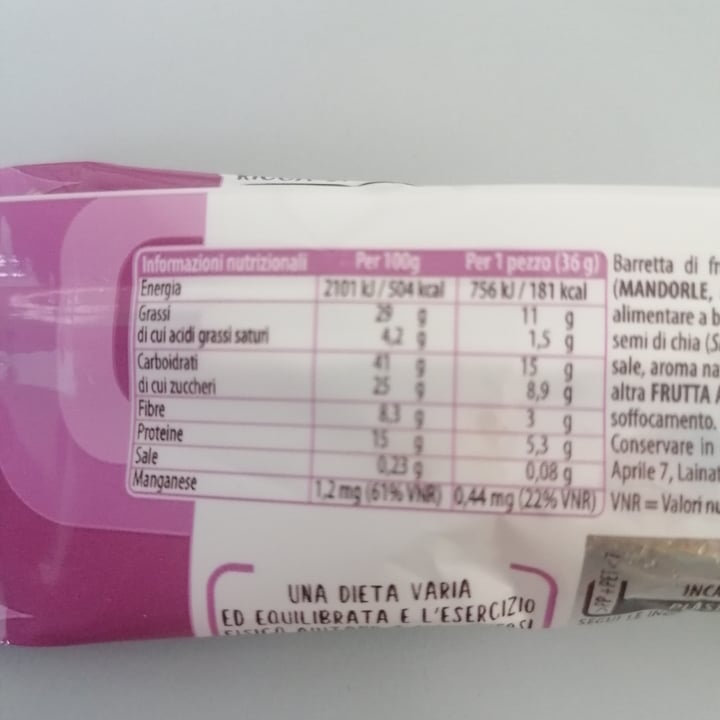 photo of Fruittella, good for you. Barretta semi di chia, ciliegie e mirtilli rossi shared by @lacla2022 on  01 Sep 2024 - review