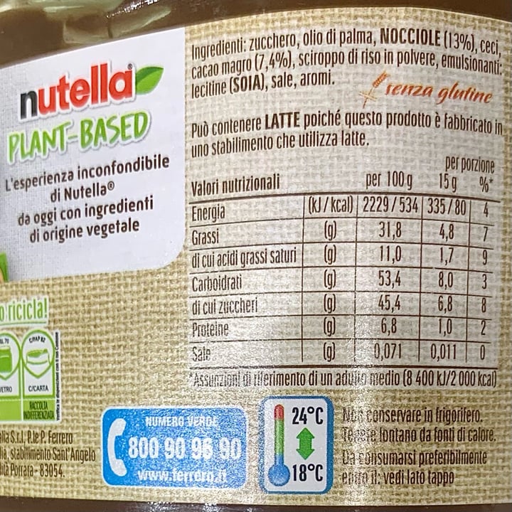 photo of Nutella Nutella Plant Based shared by @marabasso on  06 May 2025 - review