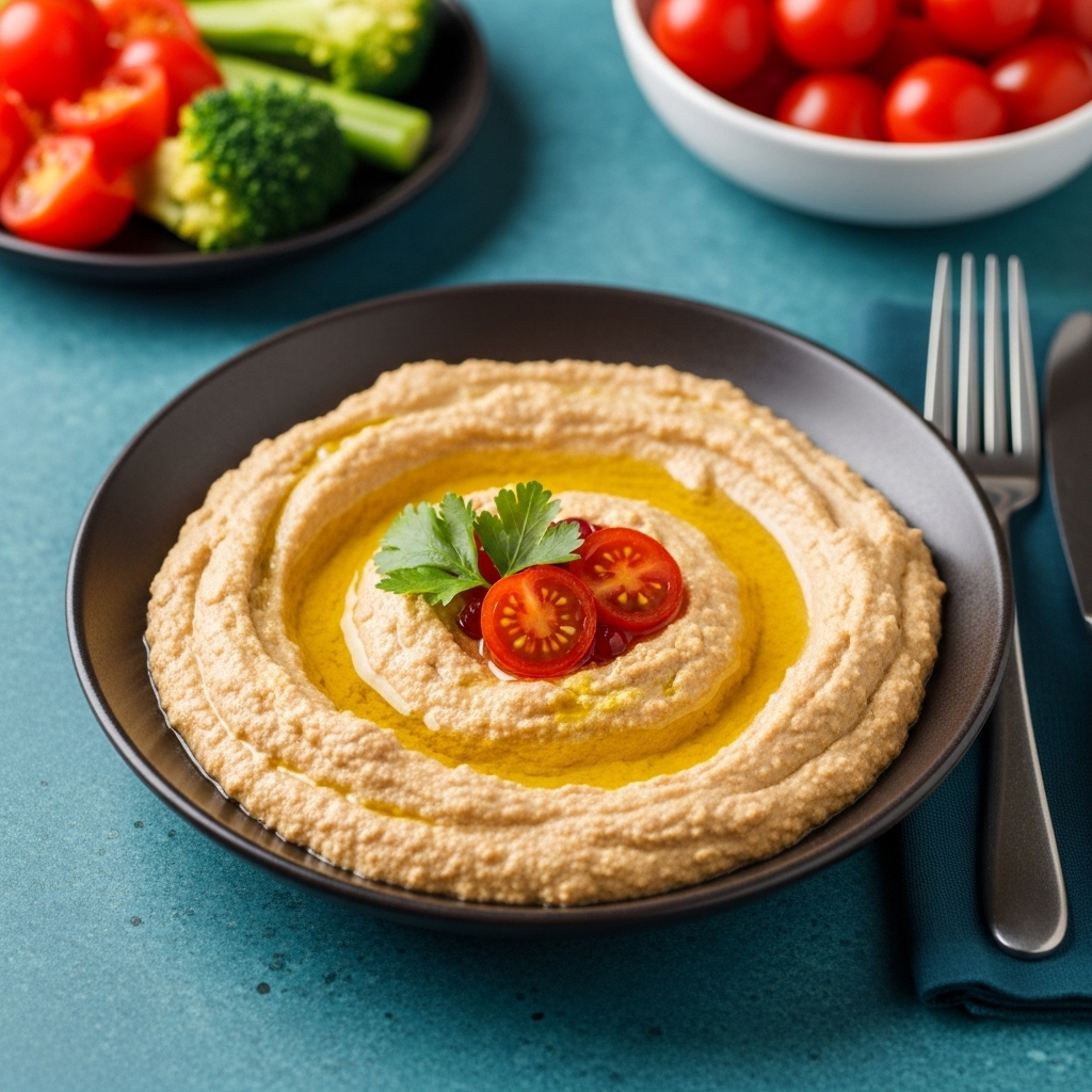 Low-Oil Hummus served with fresh vegetables
