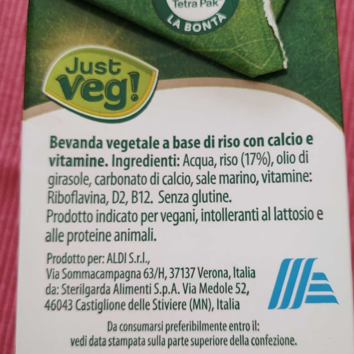 photo of Just Veg! (ALDI Italy) Bevanda di riso shared by @giulyr98 on  01 Sep 2023 - review