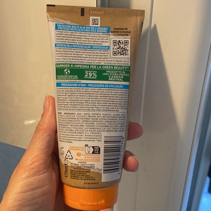 photo of Garnier ambre solaire Advanced Sensitive 50+ ceramide protect shared by @ema79 on  23 Apr 2024 - review