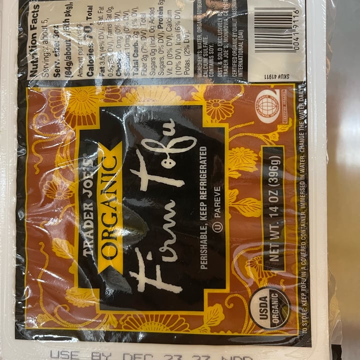 photo of Trader Joe's Organic Firm Tofu shared by @uncleiroh45 on  08 Nov 2023 - review