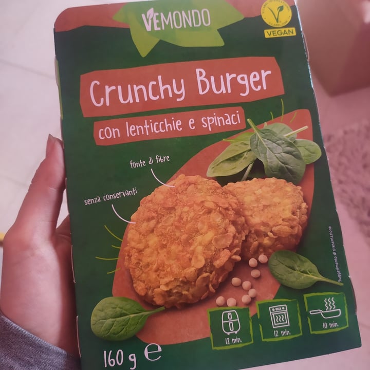 photo of Vemondo *Crunchy  Burgher*  Con Lenticchie E Spinaci shared by @fraveganita on  07 May 2024 - review
