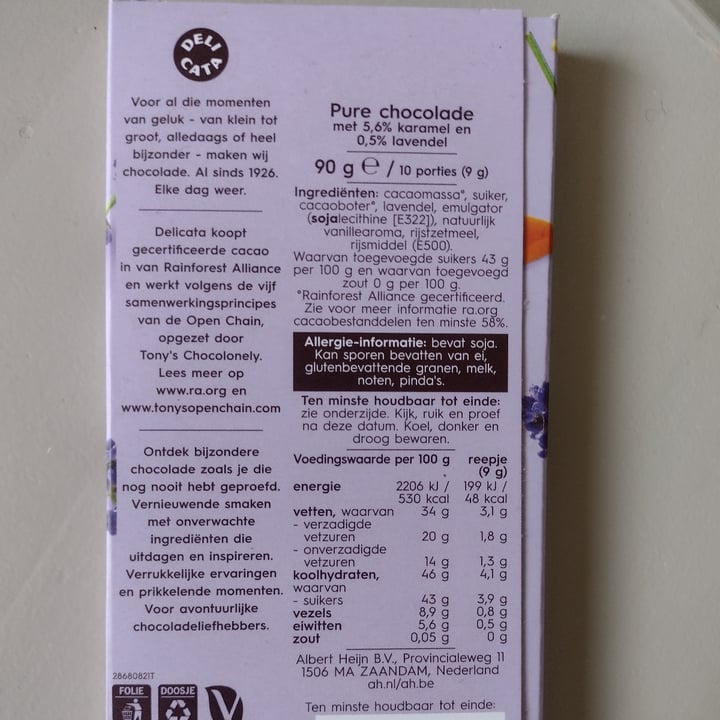 photo of Delicata Lavandel & karamel pure chocolade shared by @dratini on  02 Oct 2024 - review