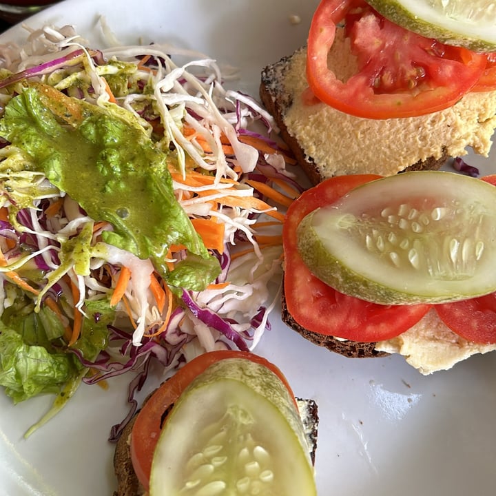 photo of Auroville Bakery Hummus Open Vegan Toast shared by @veganniran on  17 Feb 2024 - review