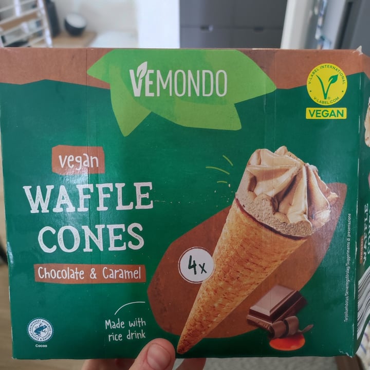 photo of Vemondo vegan waffle cones chocolate & caramel shared by @miaolinz on  05 May 2024 - review